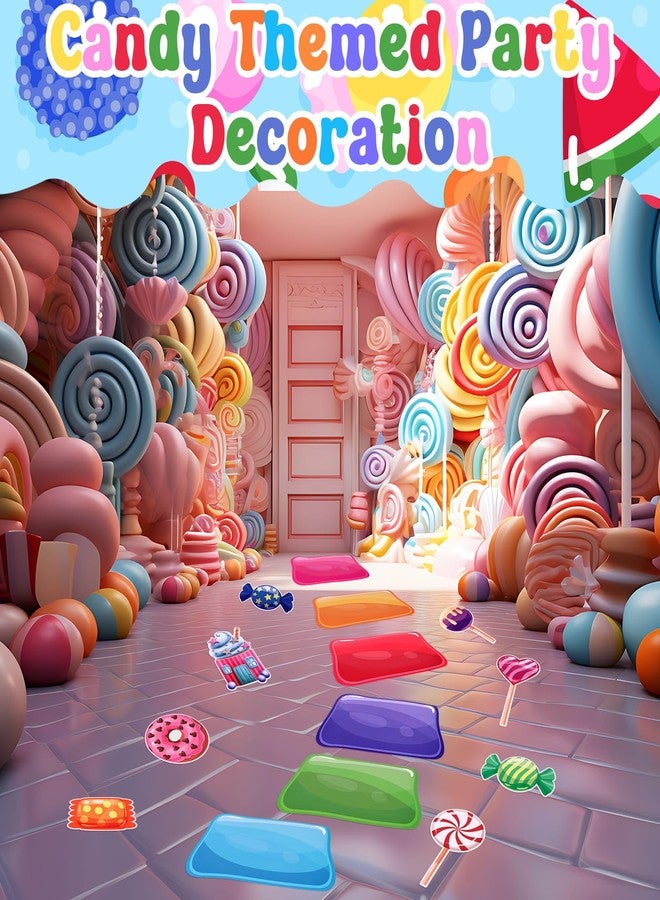 Furbeko 100Pcs Colorful PVC Floor Stickers Candy Themed Party Decoration Candyland Floor Decals Runway Rug Hallway Runner Rug Princess Candy Land Trunk or Treat Car Decoration (100) - Image 4